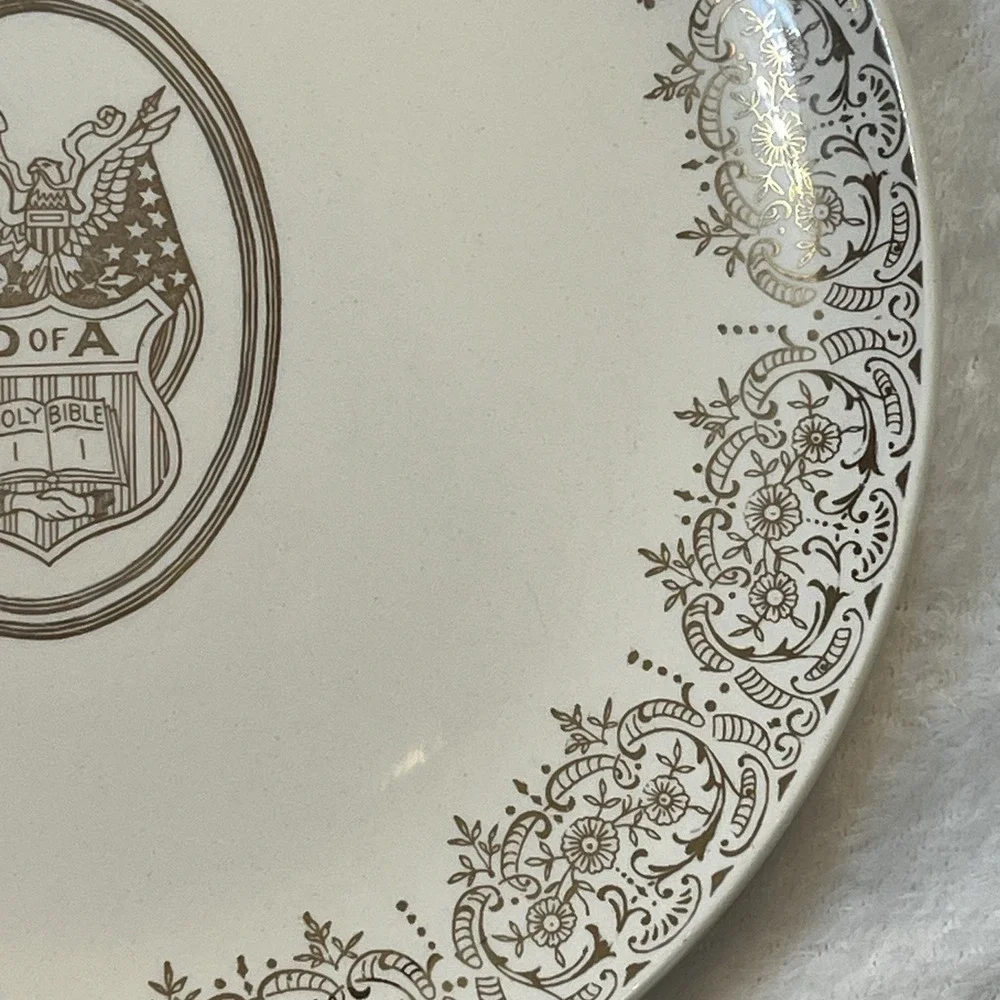 Glamour American Limoges Plate Daughters Of America Holy Bible 22K Gold Trim USA